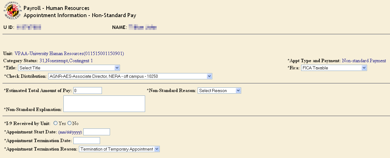 nonstandard pay screenshot