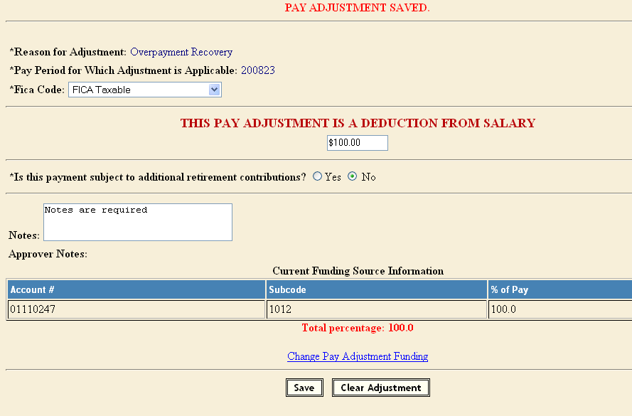 overpayment recovery select screenshot