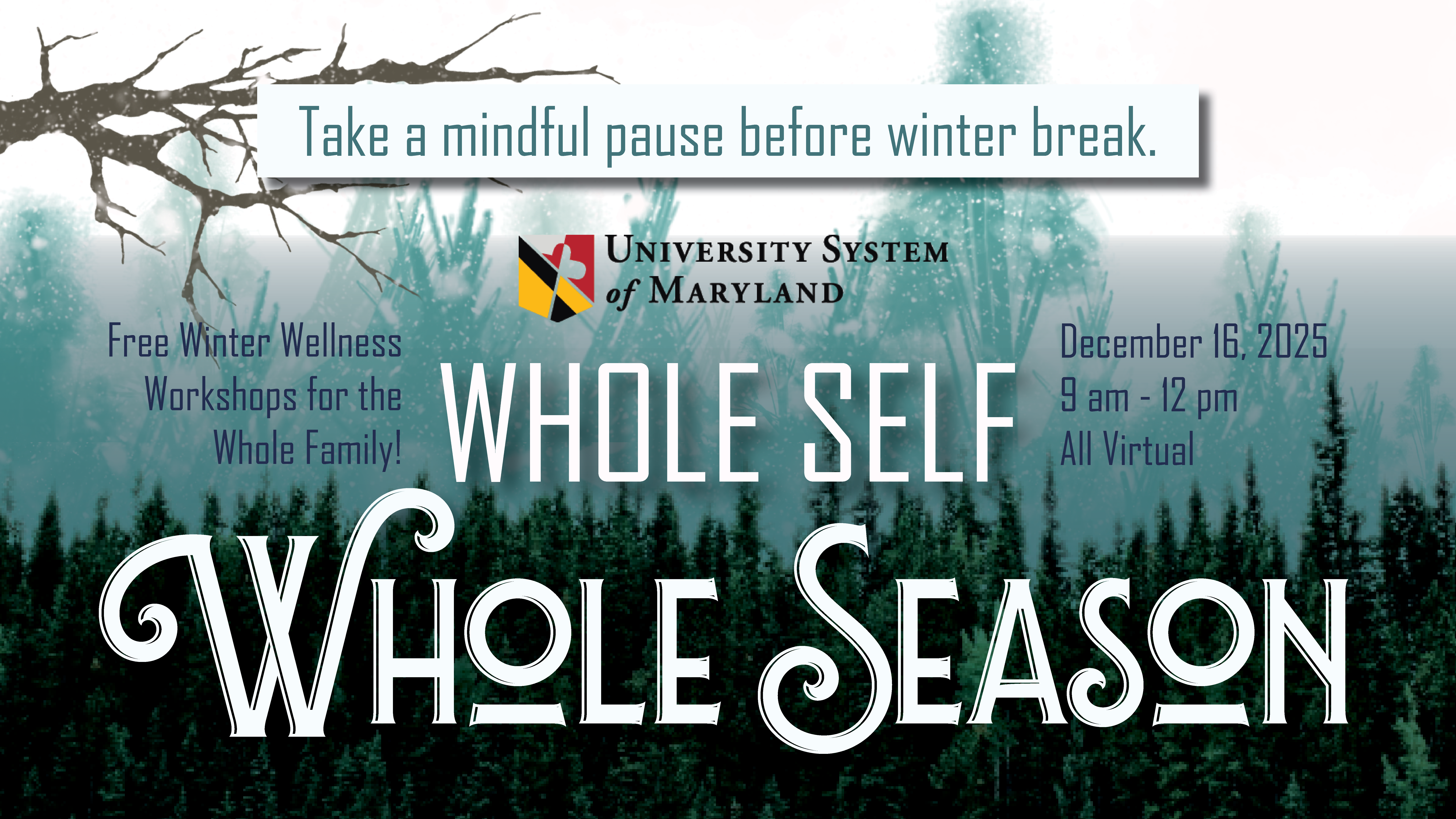 winter wellness banner of an illustrated winter seasonal forest setting
